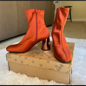 Free People Satin Spectrum Rust Booties